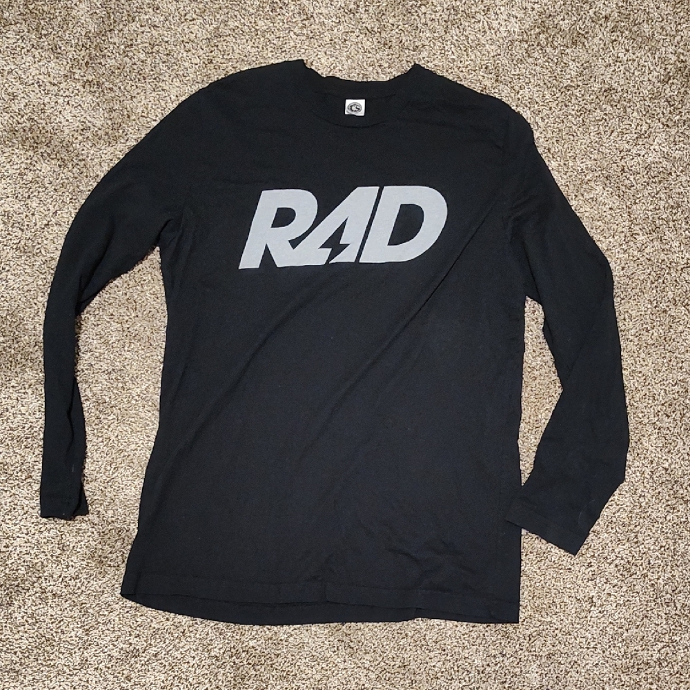 Branded Long-Sleeve Crew Tee in Black with Gray Logo